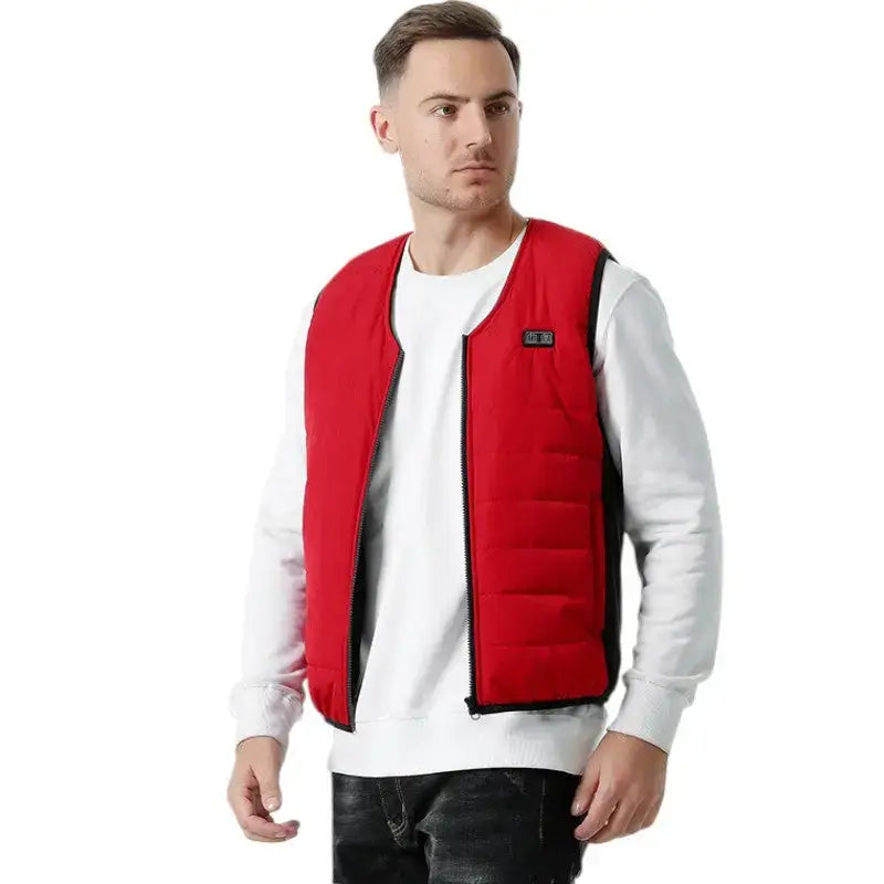 Gilet chauffant homme rouge coupe-vent
