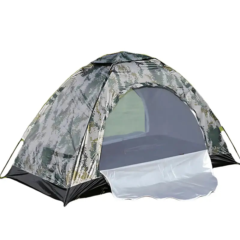 Tente de camping style camouflage dans les bois