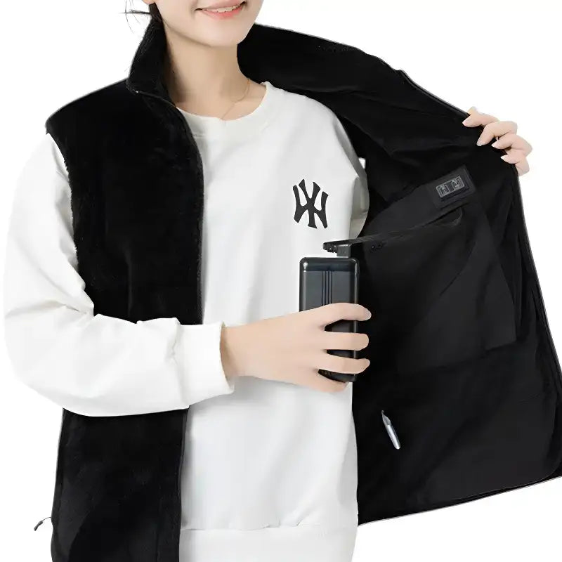 Gilet polaire chauffant - 7 zones usb - polyester doux - 3 niveaux