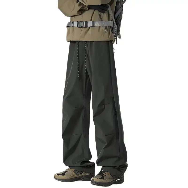 Pantalon trekking gris coupe large - bambou stretch - respirant léger