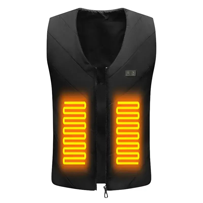 Gilet chauffant homme noir - 4 zones usb - nylon coupe-vent - 3 niveaux