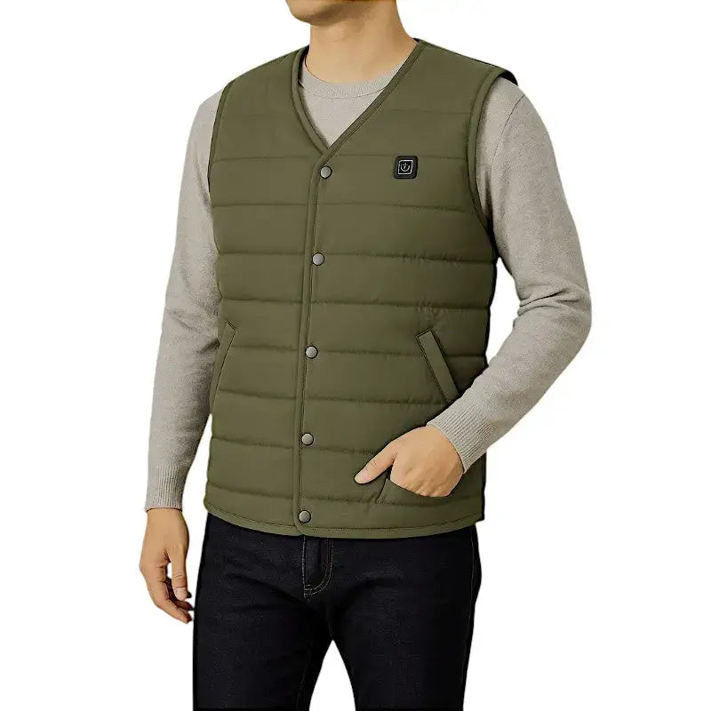 Gilet chauffant homme vert urbain