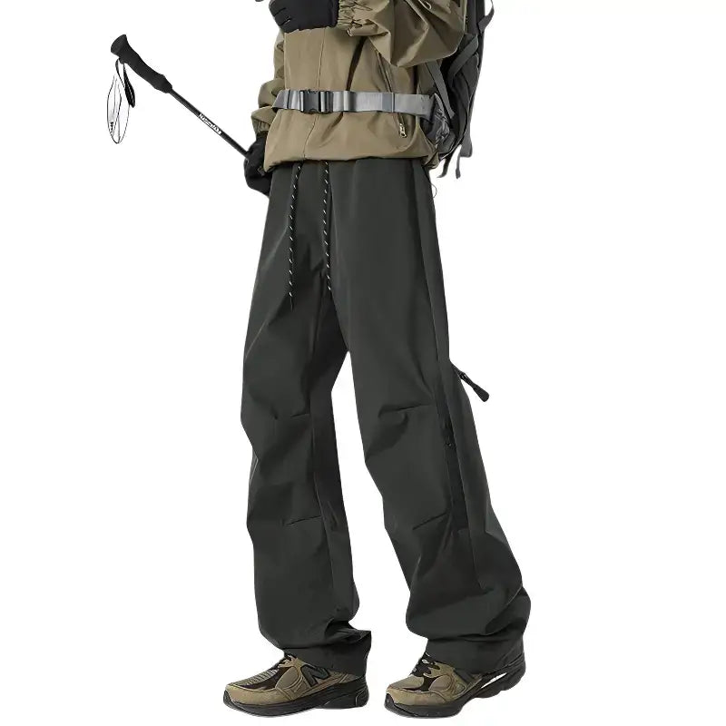 Pantalon trekking gris coupe large - bambou stretch - respirant léger