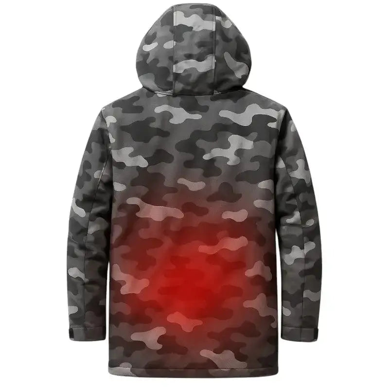 Veste chauffante camouflage gris noir
