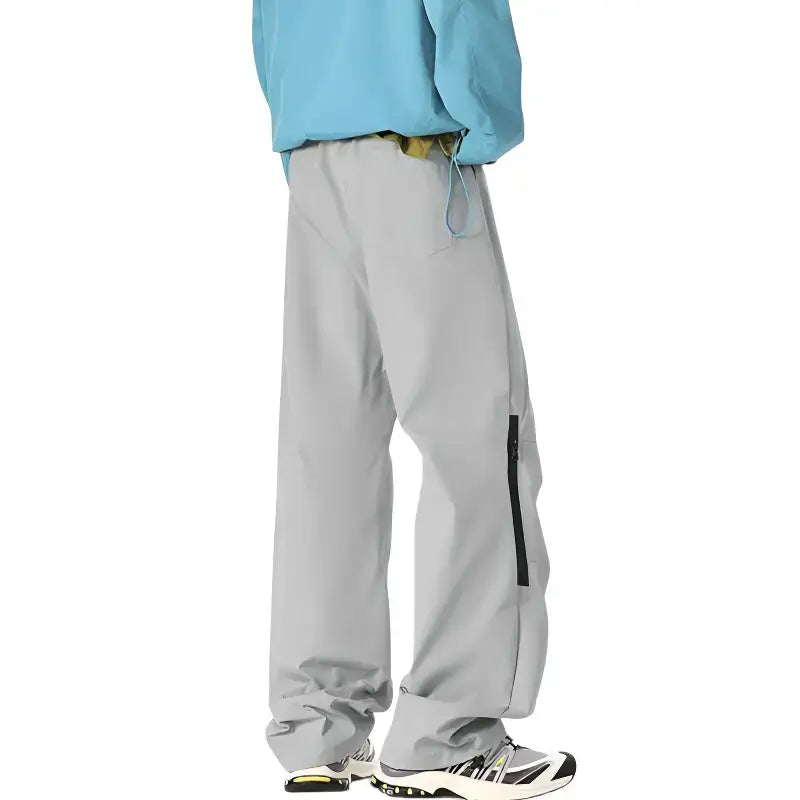 Pantalon trekking gris coupe large - bambou stretch - respirant léger