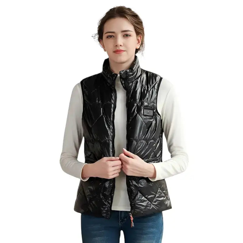 Gilet chauffant femme urbain nylon brillant