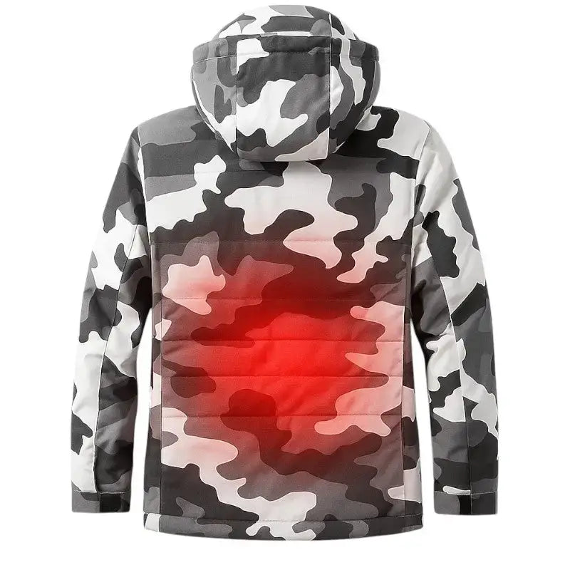Veste chauffante camouflage gris noir