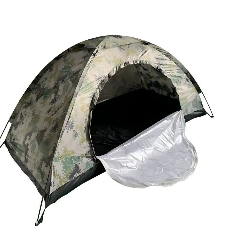 Tente de camping style camouflage dans les bois