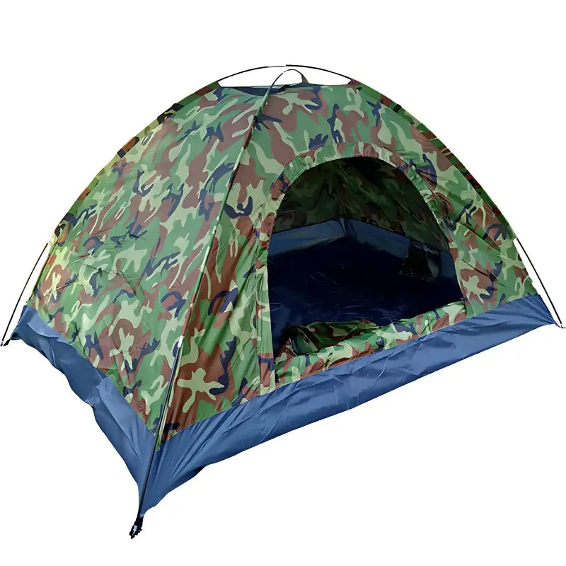 Tente de camping style camouflage dans les bois