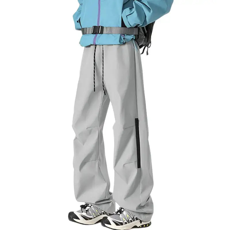 Pantalon trekking gris coupe large - bambou stretch - respirant léger