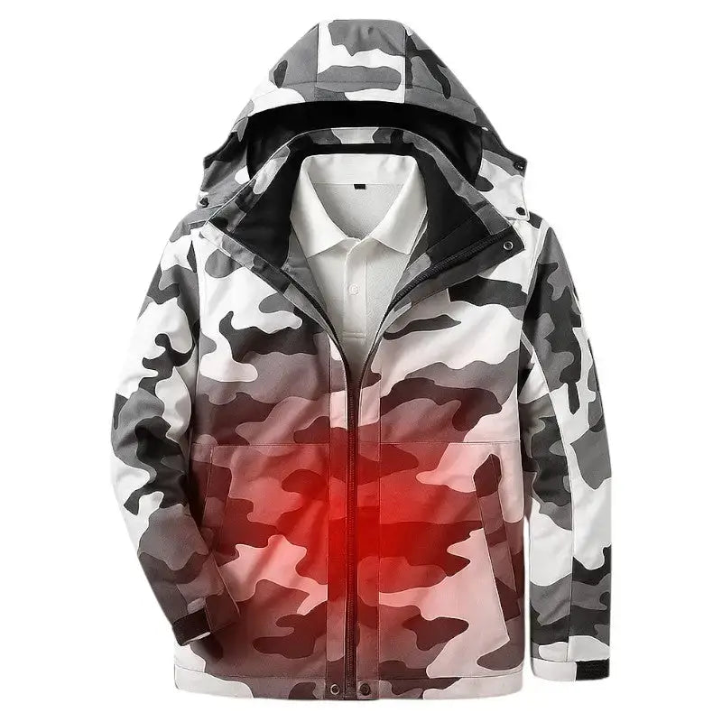 Veste chauffante camouflage gris noir