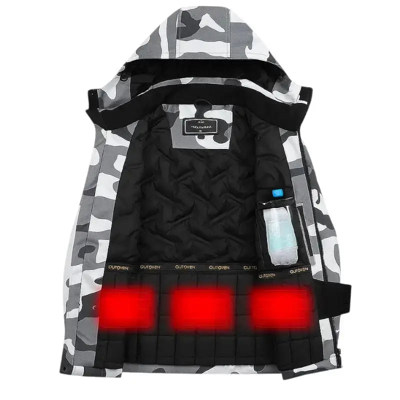 Veste chauffante camouflage gris noir