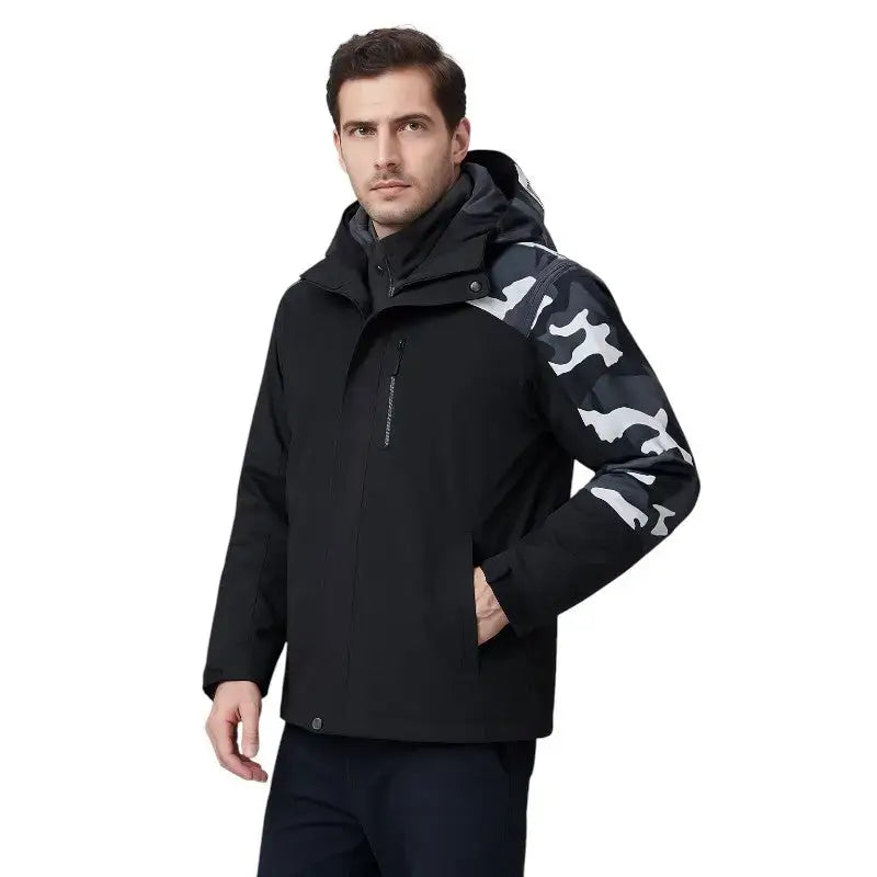 Veste chauffante camouflage gris noir