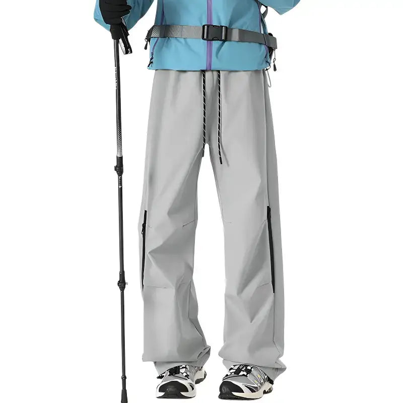 Pantalon trekking gris coupe large - bambou stretch - respirant léger