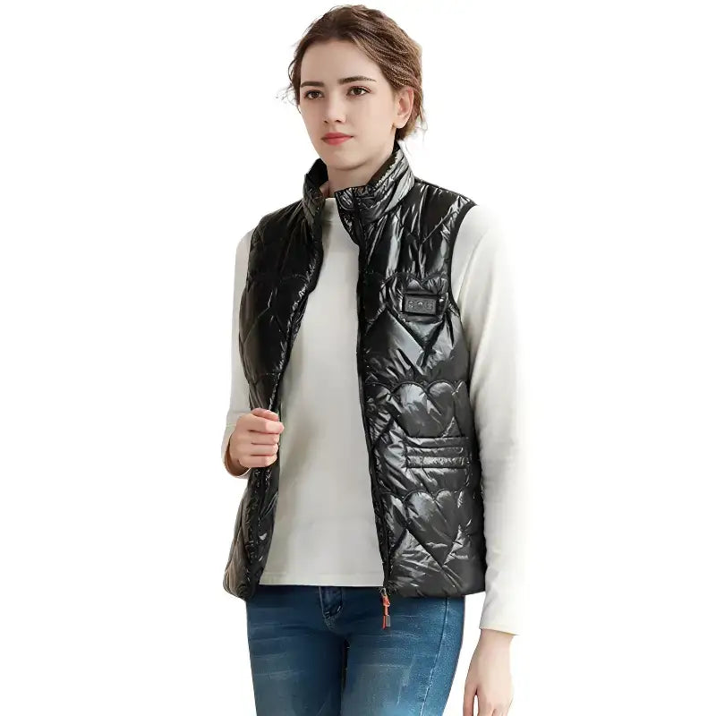 Gilet chauffant femme urbain nylon brillant