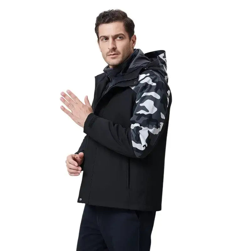 Veste chauffante camouflage gris noir