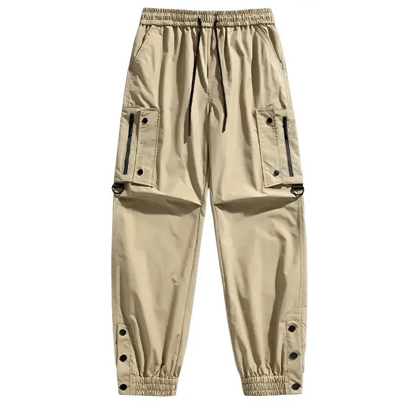 Pantalon cargo kaki streetwear urbain femme multi-poches chevilles ajustables