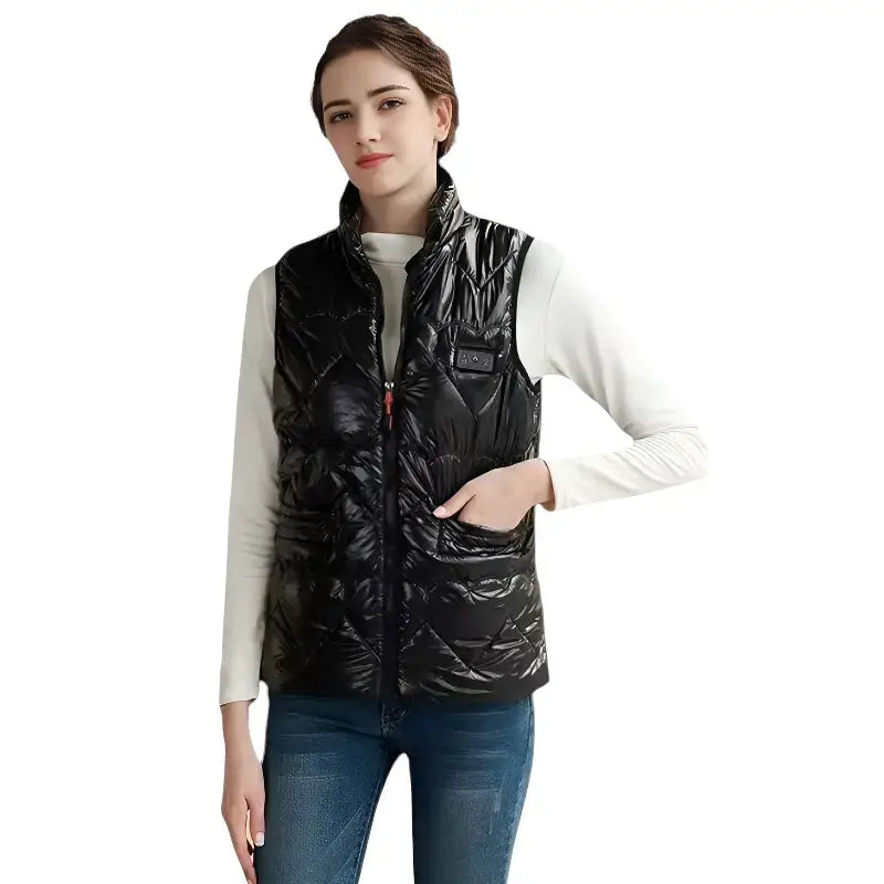 Gilet chauffant femme urbain nylon brillant