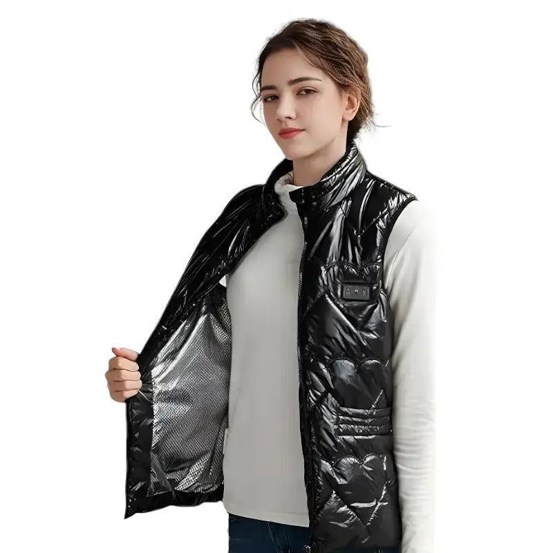 Gilet chauffant femme urbain nylon brillant