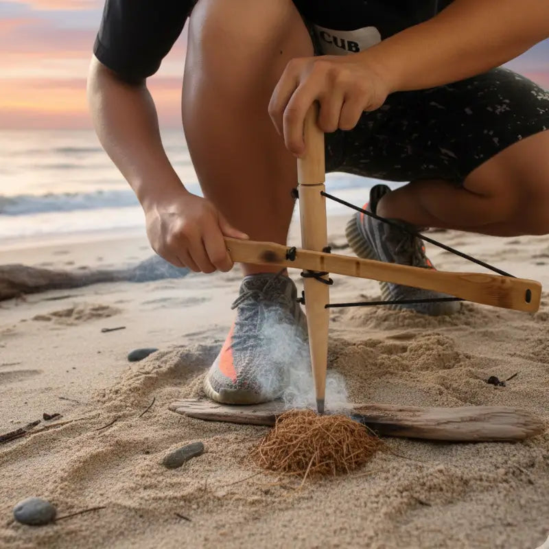 Allume-feu bois survie friction traditionnel