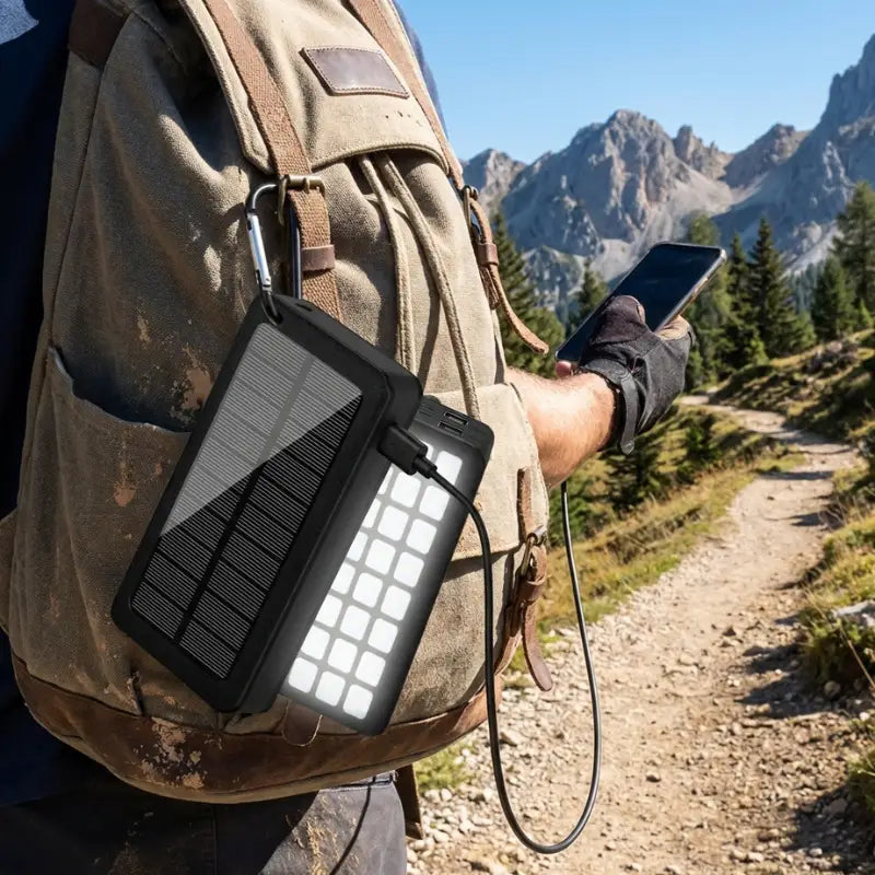 Batterie externe solaire 30000mah avec led