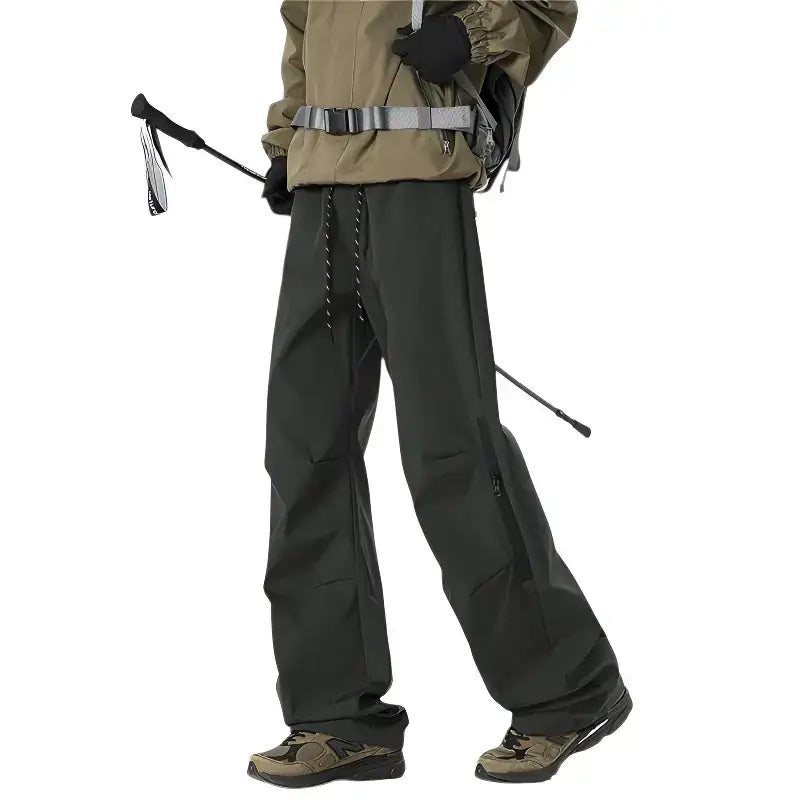 Pantalon trekking gris coupe large - bambou stretch - respirant léger