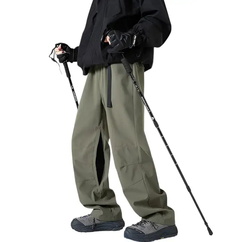 Pantalon trekking imperméable technique 10000-20000mm doublure maille coupe large