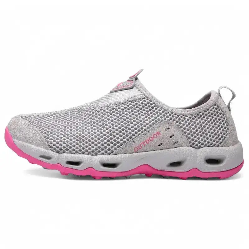 Chaussures de marche slip on femme gris rose
