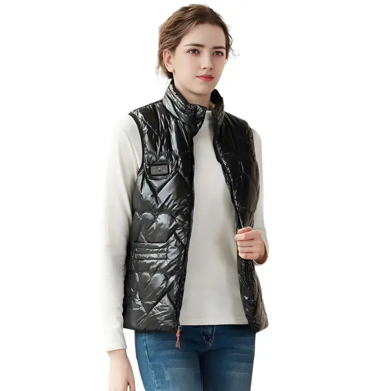 Gilet chauffant femme urbain nylon brillant