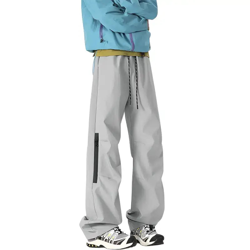 Pantalon trekking gris coupe large - bambou stretch - respirant léger