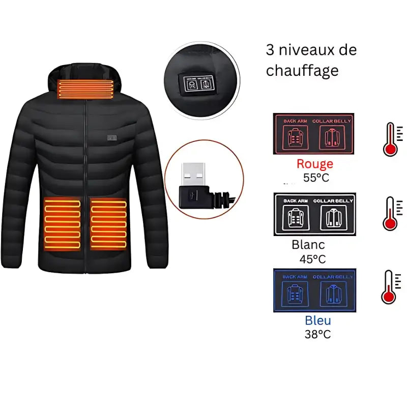 Doudoune chauffante homme avec batterie performant