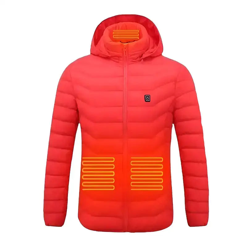 Doudoune chauffante homme rouge manches longues