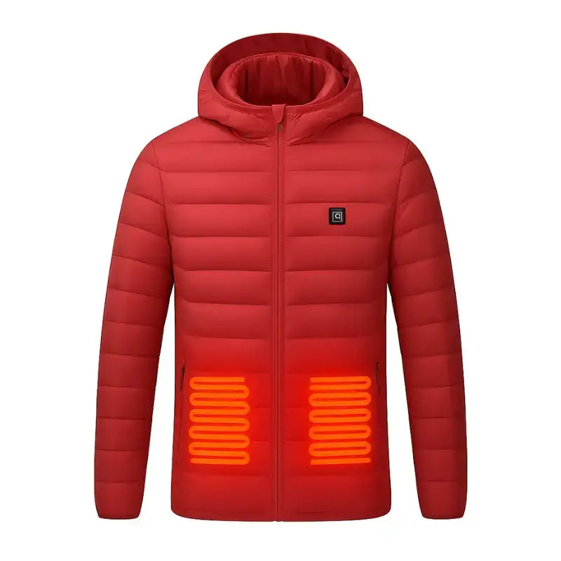 Doudoune chauffante homme rouge manches longues