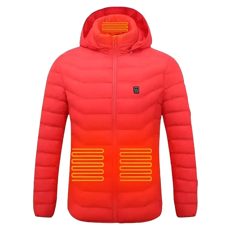Doudoune chauffante homme rouge manches longues