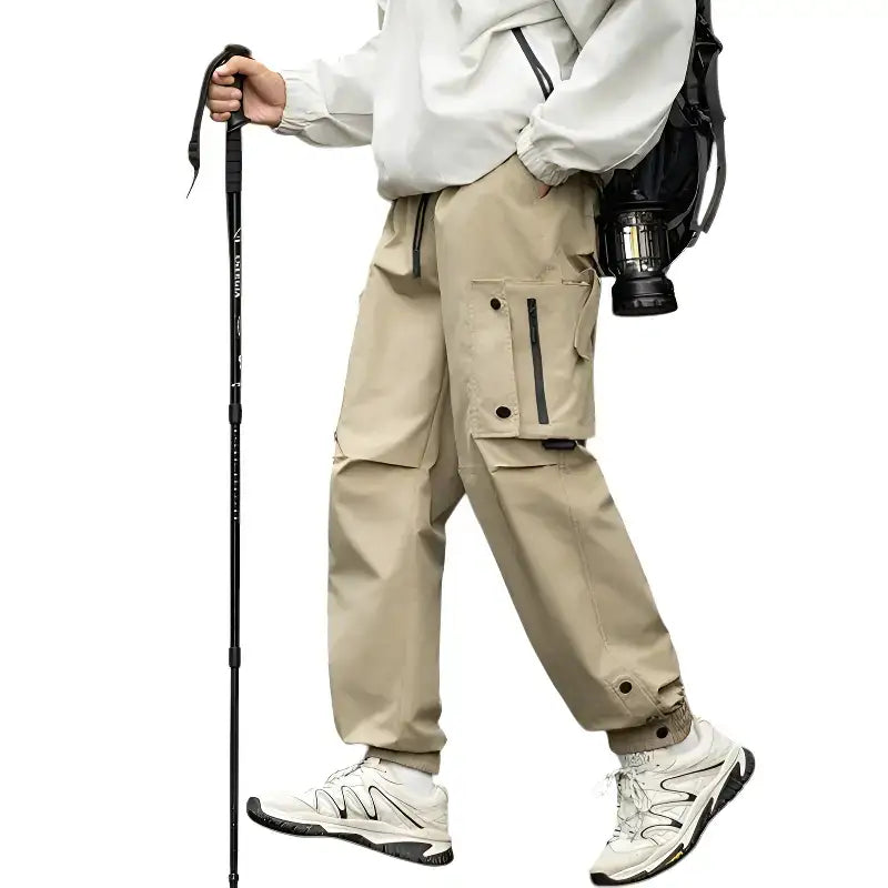 Pantalon cargo kaki streetwear urbain femme multi-poches chevilles ajustables