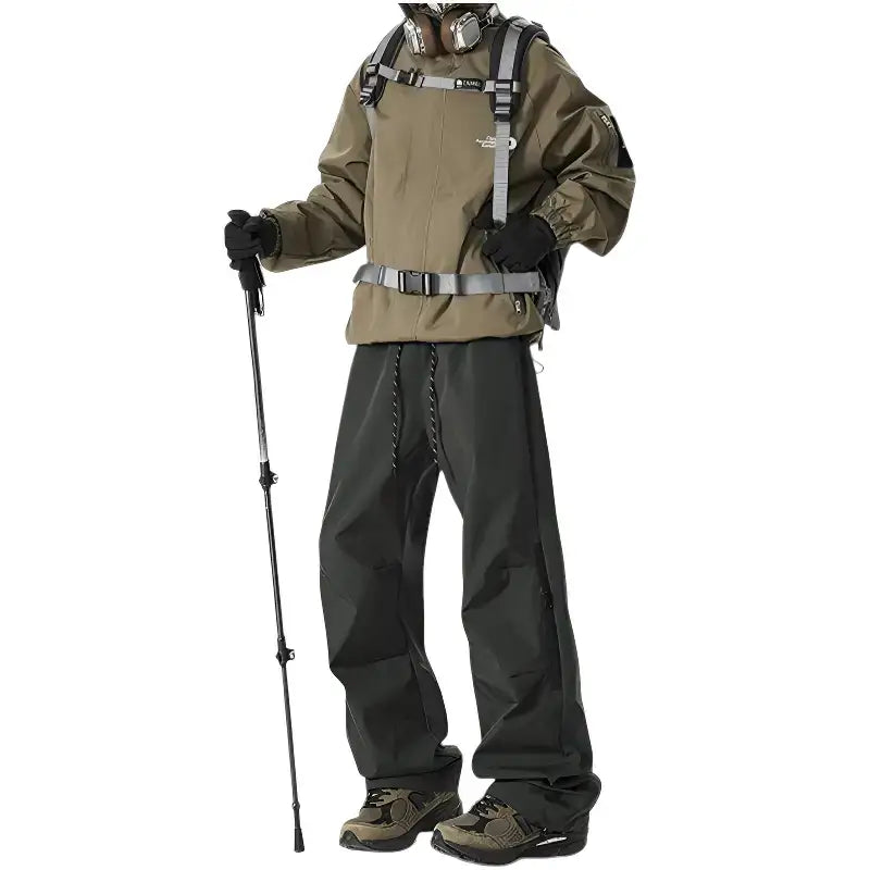 Pantalon trekking gris coupe large - bambou stretch - respirant léger