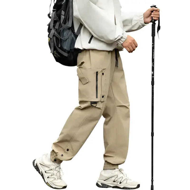 Pantalon cargo kaki streetwear urbain femme multi-poches chevilles ajustables