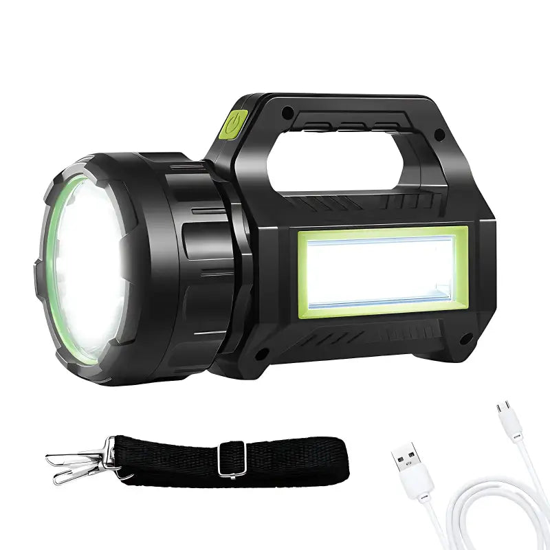 Lampe torche led hybride solaire câble