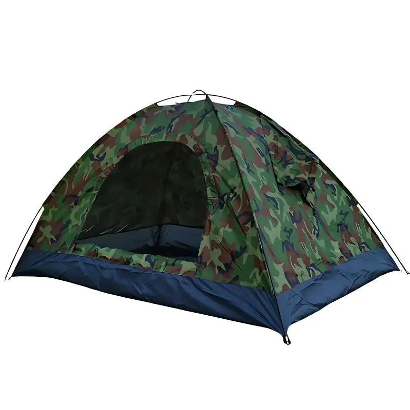 Tente de camping style camouflage dans les bois