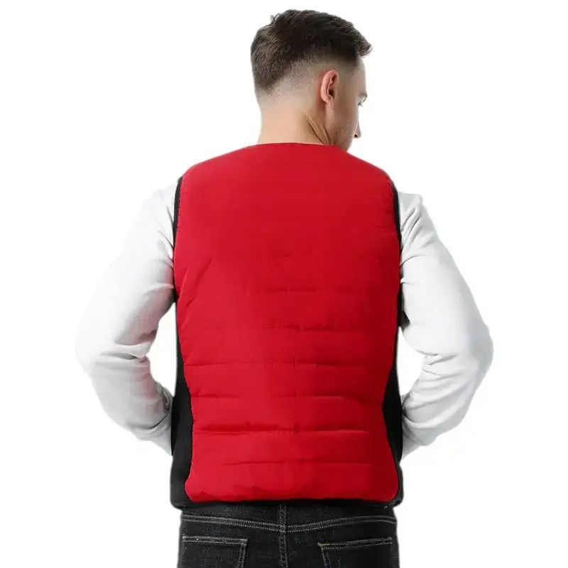 Gilet chauffant homme rouge coupe-vent
