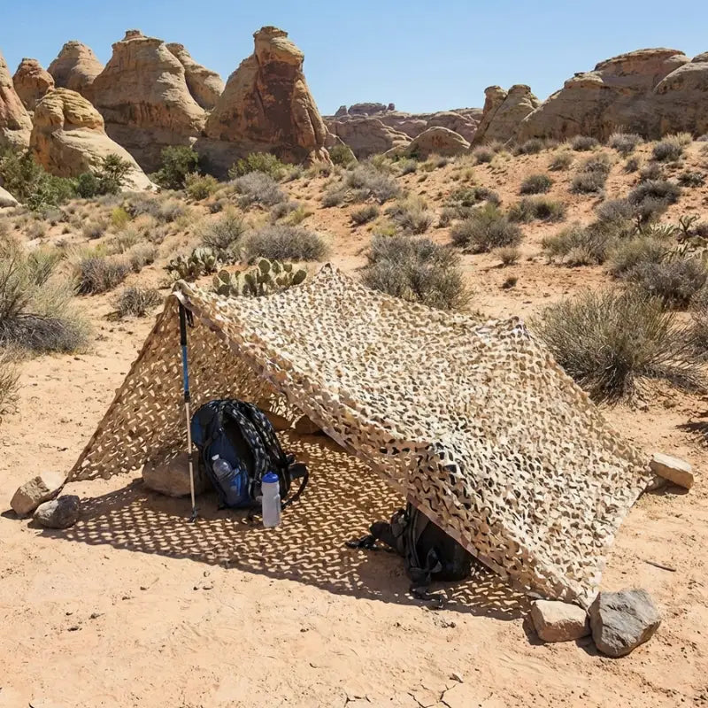 Filet camouflage sable désert aride beige