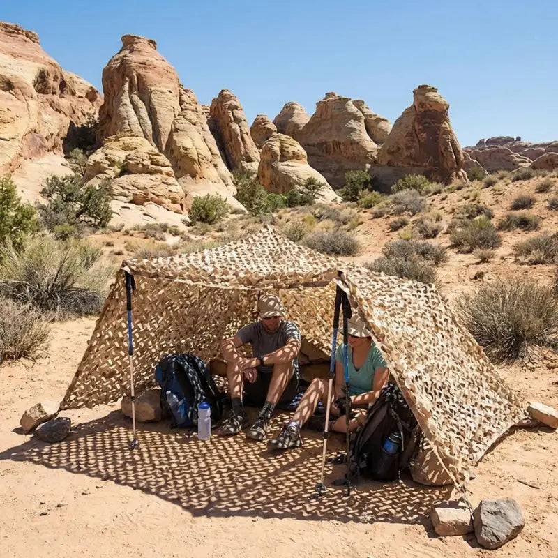 Filet camouflage sable désert aride beige