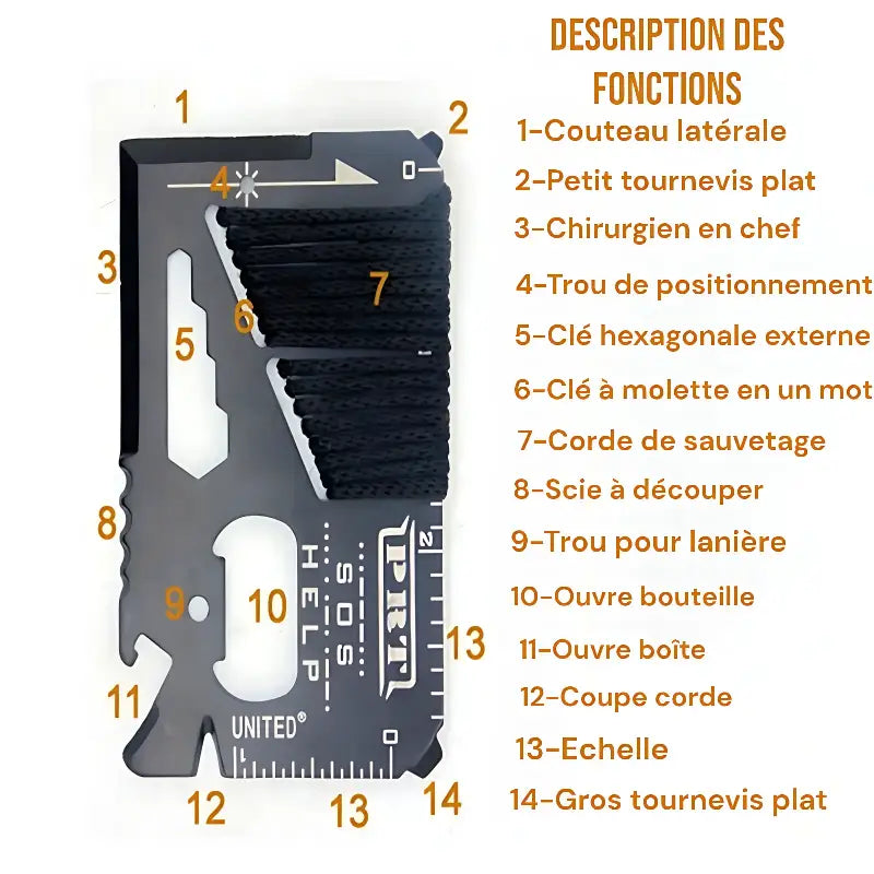 Kit survie camping randonnée outils