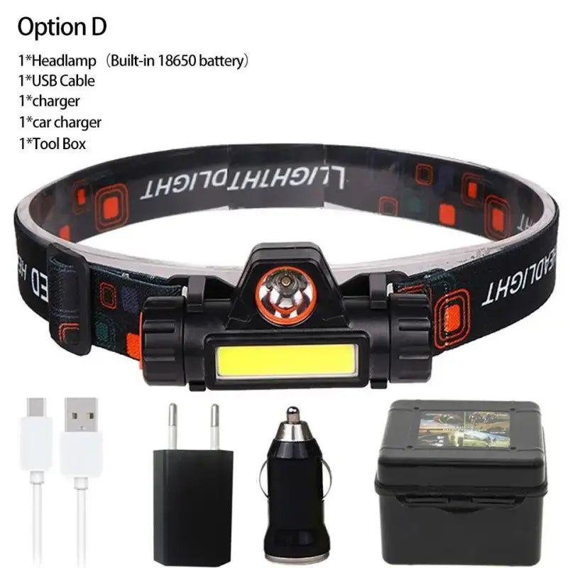 Lampe frontale xpe cob imperméable