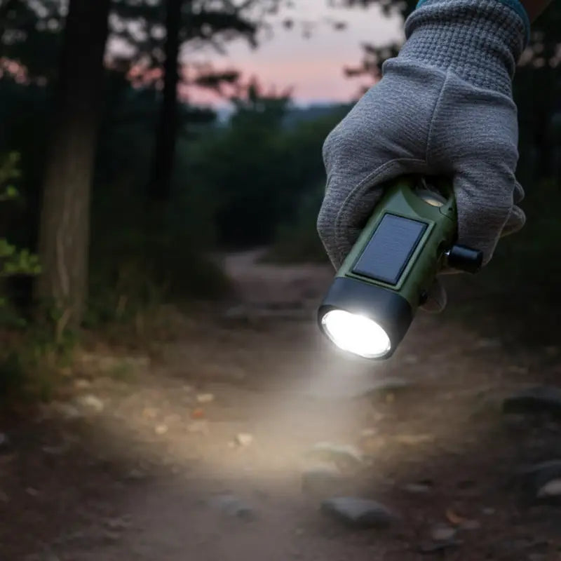 Lampe torche dynamo solaire portable