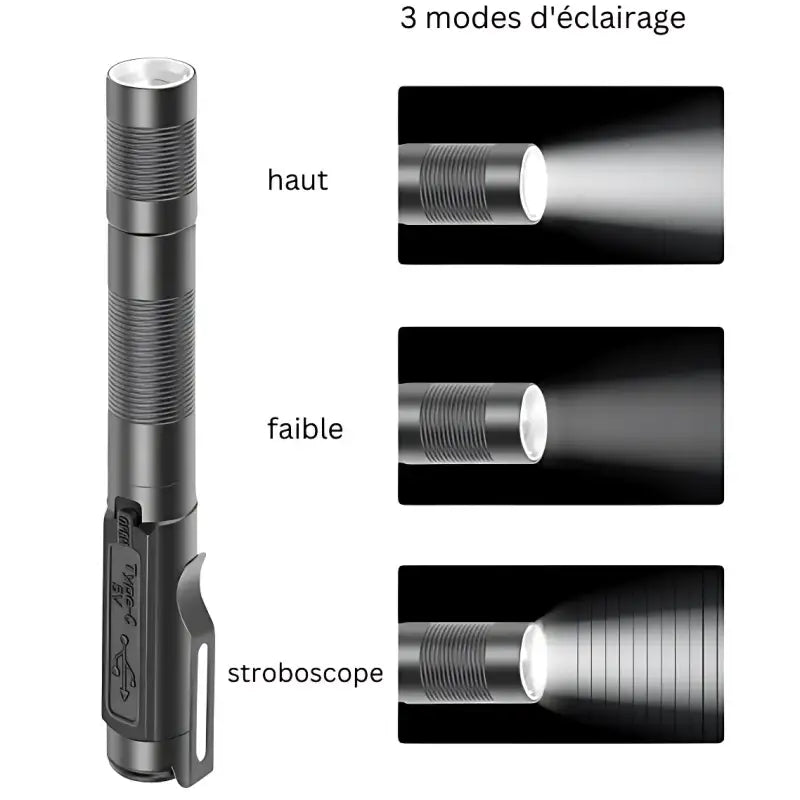 Lampe torche stylo rechargeable compacte