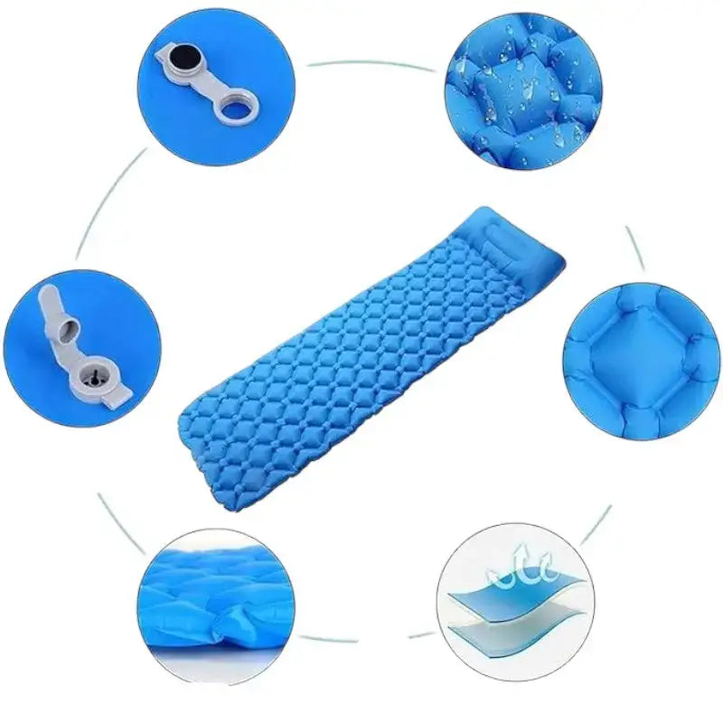 Matelas camping gonflable système pied