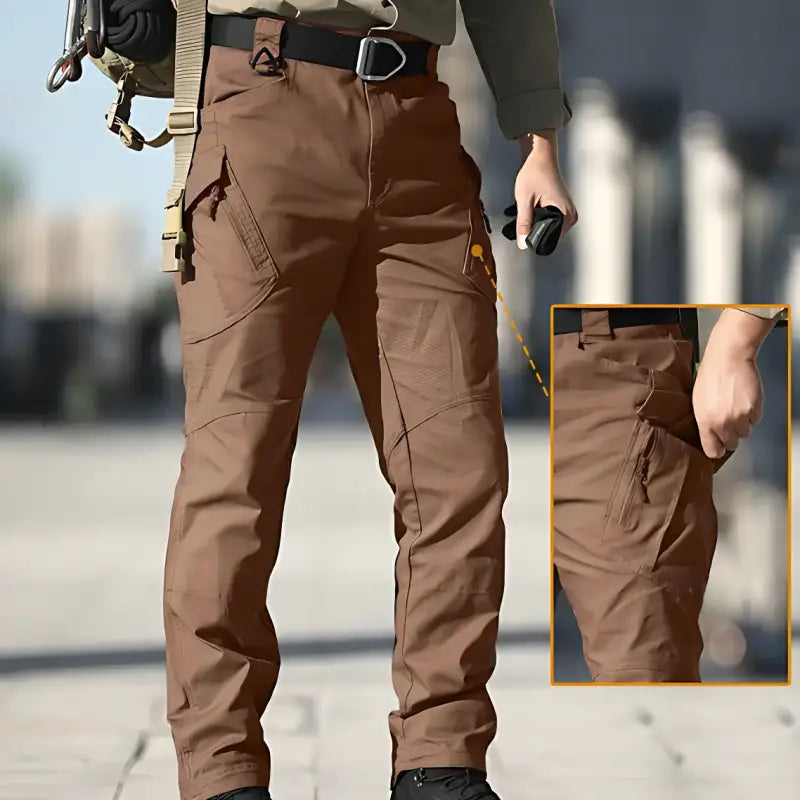 Pantalon chasse imperméable résistant - 9 poches tactiques - polyester coton
