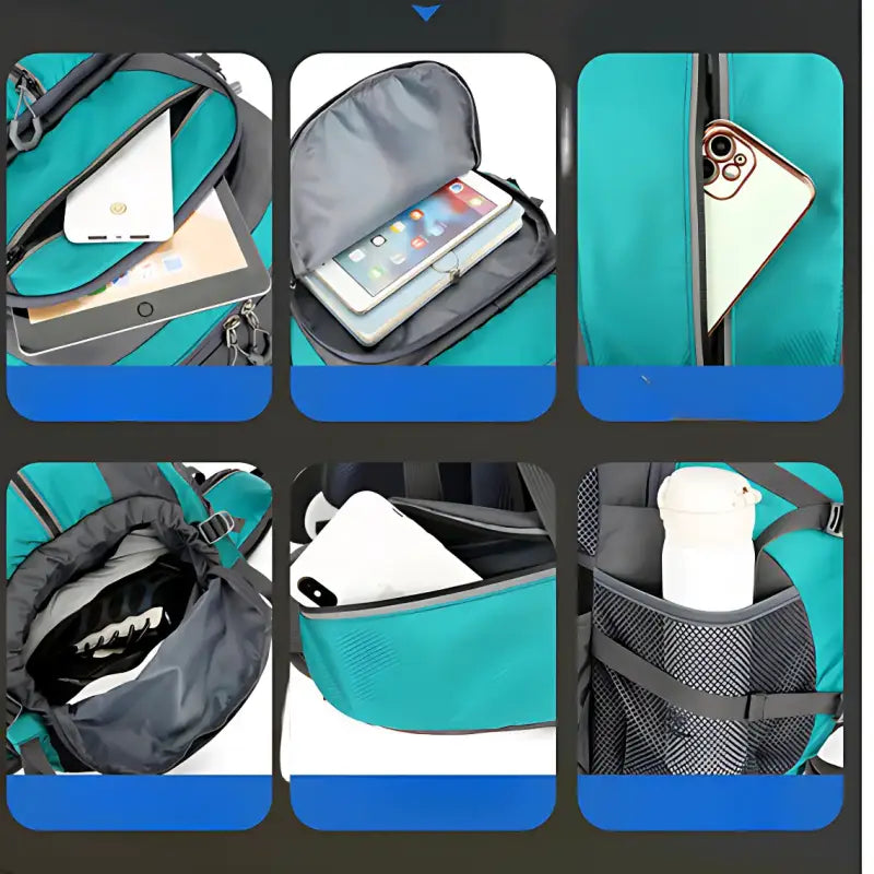Sac à dos randonnée grande capacité mixte turquoise