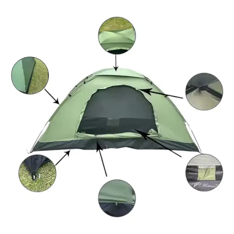Tente randonnée camping vert 2 places bivouac